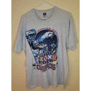 Vintage Denver Broncos Super Bowl 32 XXXII Champions 1998 T Shirt Gray Sz XL USA
